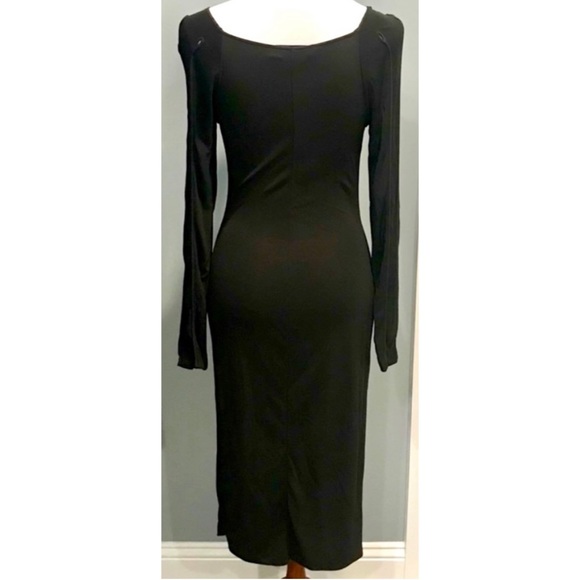 🖤Yves Saint Laurent Formal Black Goth Body Con Midi Jersey Dress Size Medium🖤 - Picture 2 of 7